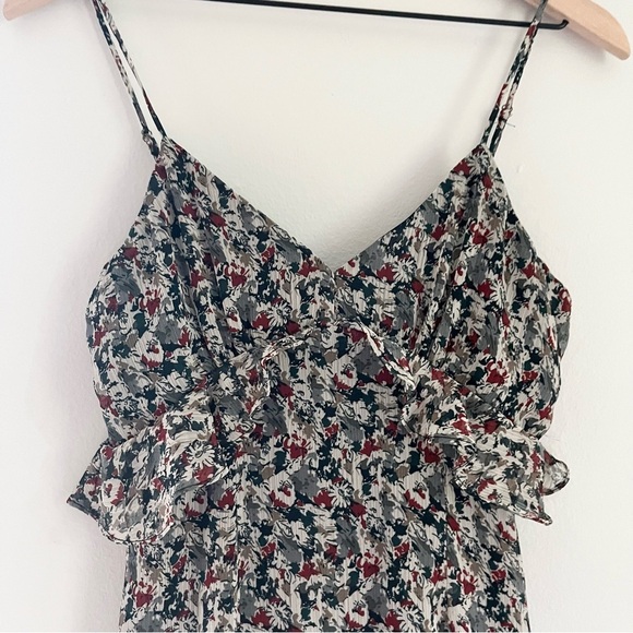 Sage the Label Spaghetti Strap Ruffle Foral V Neck Midi Dress‎ Grey Size Small - Picture 5 of 9
